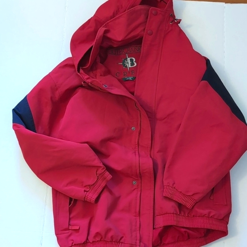 "Outer Banks Crew" Red Navigator Sailing Fishing Jacket Coat . Size XL